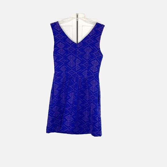 Anthropologie Maeve Women’s Blue & Purple Jacquard-Patterned Mini Dress Sz. 2 - Picture 12 of 12